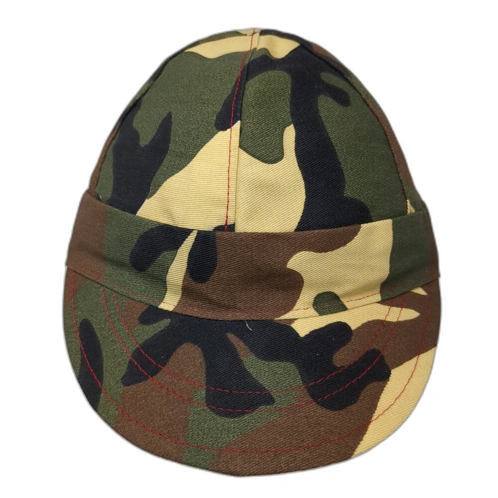 Army Cap Green One Size Reversible Camo Geometric Pattern Work Welders Soft hat